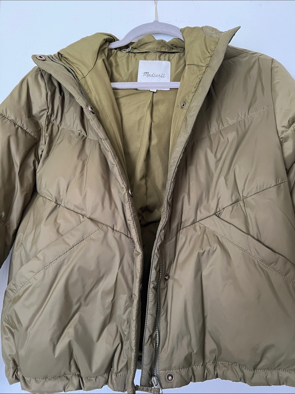 Madewell Olive Puffer Jacket with Hood - Picture 6 of 10
